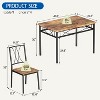 Jojoka 5-Piece Rustic Dining Table Set for 4 with Wooden Top & Metal Chairs, Compact Rectangular Kitchen Table and Cushioned Chairs, Rustic Brown - 2 of 4