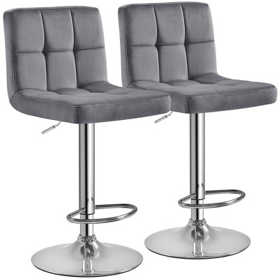 LUXMOD Bar Stools Modern Adjustable BarStools in Velvet Fabric Counter  Height Stools Back Bar Chairs 360° Swivel Stool