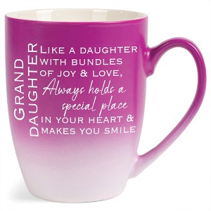 Granddaughter: Like A Daughter With Bundles Of Joy & LoveTwo Toned Matte Pink White 12 ounce Ceramic Stoneware Coffee Cup Mug - 1 of 4