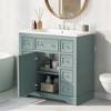 Vynxaria 36" Green Bathroom Vanity with Ceramic Sink and Ample Storage - 3 of 4