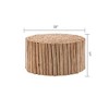 32" Natural Wood Handcrafted Round Coffee Table with Carved Top for Modern Living Room - 2 of 4