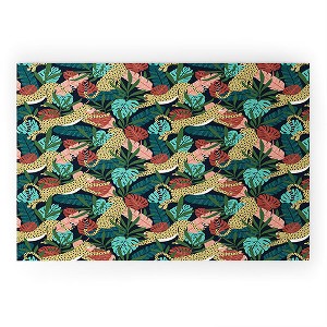 Heather Dutton Spotted Jungle Cheetahs Midnight Looped Vinyl Welcome Mat - Society6 - 1 of 2