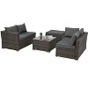 CAVINAS Outdoor Patio Furniture Set, Pe Wicker Balcony Furniture, 4-Piece Patio Couch with Tempered Glass Coffee Table for Balcony, Garden - 2 of 4