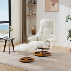 Manual Swivel Recliner Chair with Ottoman, Chenille Lounge Chair with 5-Point Massage, Seat Heating, Remote Control for Living Room - Koiai - 1 of 4