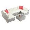 ELJGET 7PCS Patio Rattan Furniture Set Sectional Sofa Cushioned Garden Peacock Blue - 2 of 4