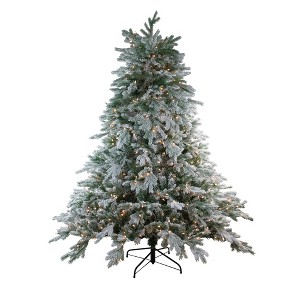 Northlight 6.5' Prelit Artificial Christmas Tree Frosted Butte Fir - Clear Lights - 1 of 3