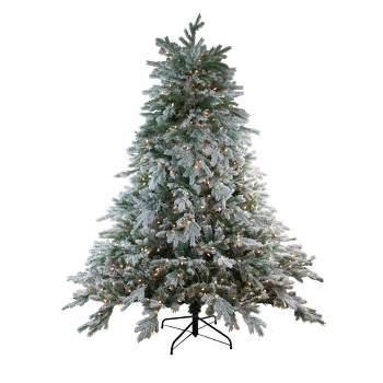 Northlight 6.5' Prelit Artificial Christmas Tree Frosted Butte Fir - Clear Lights