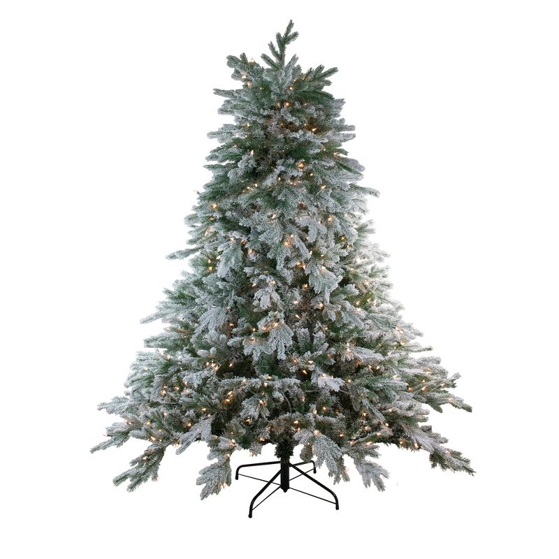Northlight 7.5' Prelit Artificial Christmas Tree Frosted Butte Fir - Clear Lights, 1 of 5