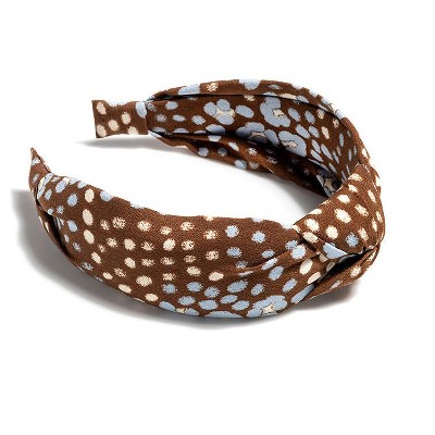 Shiraleah Knotted Flower Print Headband-Brown