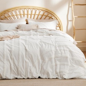 Cotton Duvet Cover Boho Textured Embroidery Jacquard Duvet Cover Set Soft and Breathable Bedding Set for All Seasons - 1 of 4