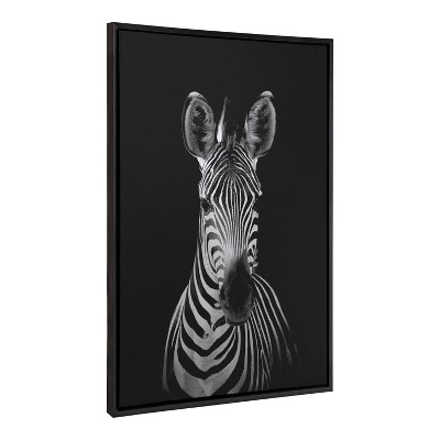 Kate & Laurel All Things Decor 28"x38" Sylvie Minimalist Zebra Portrait Metallic Wall Art: Modern Canvas, Framed Digital Art