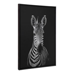 Kate & Laurel All Things Decor 28"x38" Sylvie Minimalist Zebra Portrait Metallic Wall Art: Modern Canvas, Framed Digital Art - 1 of 4
