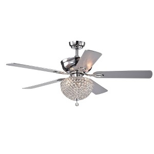 Warehouse Of Tiffany Swarna Chrome 5-Blade 52" Lighted Ceiling Fan with Crystal Bowl Chandelier with Remote Control - 1 of 2