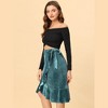 Allegra K Women's Split Ruffle Trim Tie Velvet Knee Length Wrap Asymmetrical Skirt - 3 of 4