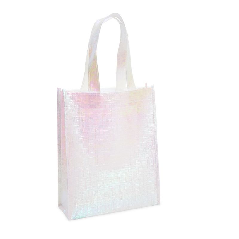 Sparkle and Bash 20 Pack Medium Reusable Tote Bags with Handles, Pink Holographic Grocery Shopping Bags, 10 x 8 In, 4 of 8