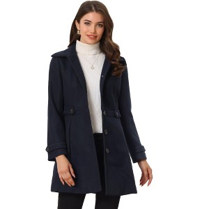INSPIRE CHIC Women's Winter Classic Single Breasted Outwear Overcoat with Pockets - 1 of 4
