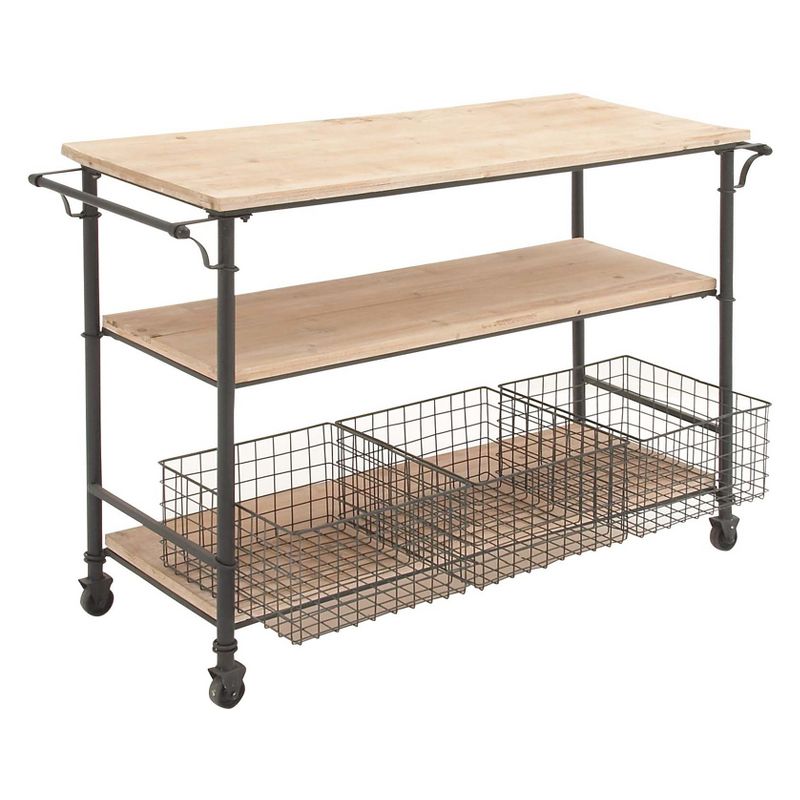 Metal and Wood Rolling Utility Cart Brown - Olivia & May, 4 of 17