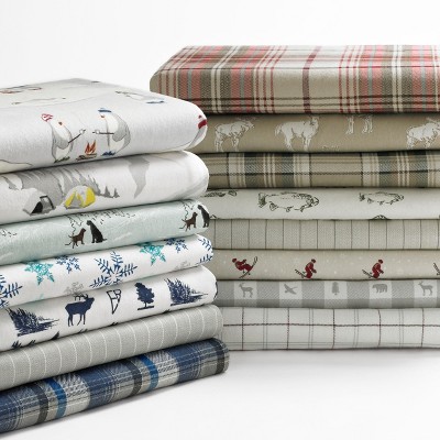 Snow Days Patterned Cotton Flannel King Sheet Set