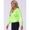 INSPIRE CHIC Women's Holographic Shiny Long Sleeve Zipper Hooded Metallic Jacket - 3 of 4