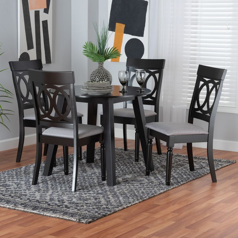 Baxton Studio Charlottle Modern Grey Fabric and Dark Brown Finished Wood 5-Piece Dining Set, 1 of 10