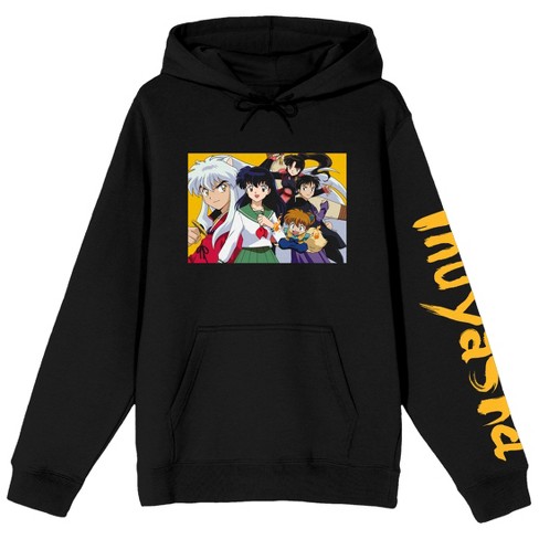 Inuyasha Character Group Long Sleeve Black Adult Pullover Hoodie Small