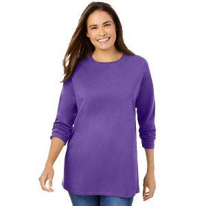 Woman Within Plus Size Perfect Long-Sleeve Crewneck Tee - 1 of 4