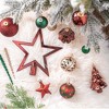 92pc Alluring Large Christmas Ornament Set, Unique Red Green and Gold Bauble Charms and Snow Covered Trees with Dark Red Tree Topper| OrnamentallyYou - 4 of 4