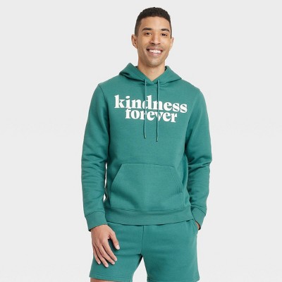 Men's Kindness Forever Hooded Sweatshirt - Goodfellow & Co™   L: Midweight Pullover, Kangaroo Pocket, Typography Design