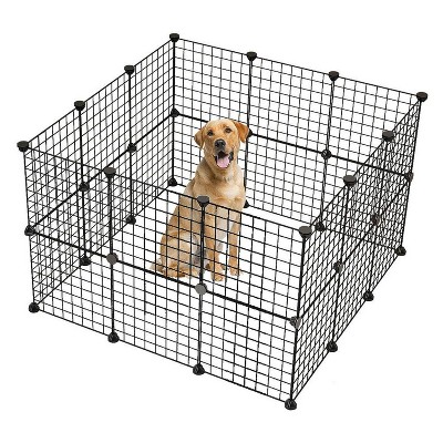 Munora 56" Pet Playpen, Small Animal Cage Indoor/Outdoor Portable Metal Wire Yard Fence for Guinea Pigs, Rabbits & Small Pets, Black (24+8 Panels)
