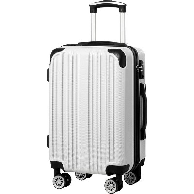 Coolife Luggage,Suitcase PC+ABS Spinner 20in Carry on (white grid new, S(20in)_carry on)