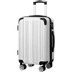 Coolife Luggage,Suitcase PC+ABS Spinner 20in Carry on (white grid new, S(20in)_carry on) - 1 of 4