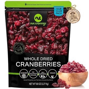 Nut Cravings Sun Dried Whole Cranberries: Lightly Sweetened, All Natural Dried Fruits - 1 of 4