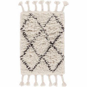 Hauteloom Catoosa White/Black Trellis Wool Rug - 1 of 4