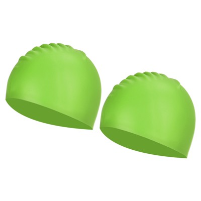 Unique Bargains Silicone Waterproof Non-Slip Adult Swimming Caps 2 Pcs