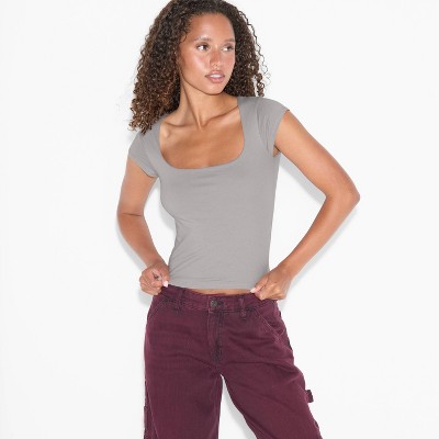 Women's Slim Fit Short Sleeve Square Neck T-Shirt - Wild Fable™