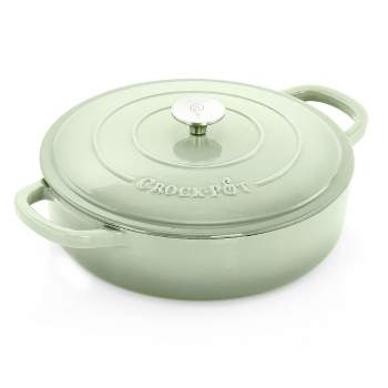 Crock-Pot Artisan 5 Quart Enameled Cast Iron Braiser Pan with Self Basting Lid in Green