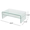 Tempered Glass Bent Coffee Table with Shelf and Optical Illusion Effect for Living Room, Apartment, or Office - 4 of 4