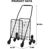 Folding Shopping Cart with 22 Gallon Large Basket, Grocery Cart with 360° Swivel Wheels, 110 Lbs Large Capacity Utility Cart for Shopping, Grocery - 3 of 4
