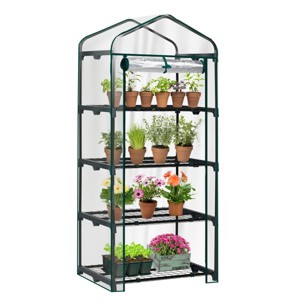 SEVOBAL Greenhouse Mini 4 Tier Green Houses Rolling Door Full Plant Grow Early Spring Seed Germination Indoor Growing Outdoor, Clear, 72"*48.5"*8.5" - 1 of 4