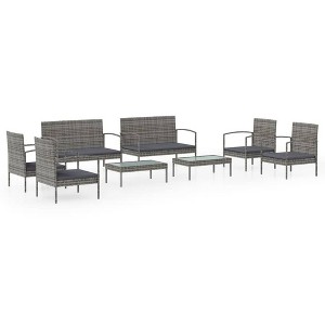 vidaXL Patio Lounge Set Outdoor Sectional Sofa Set Garden Loveseat Poly Rattan - Gray 8 Piece - 1 of 4