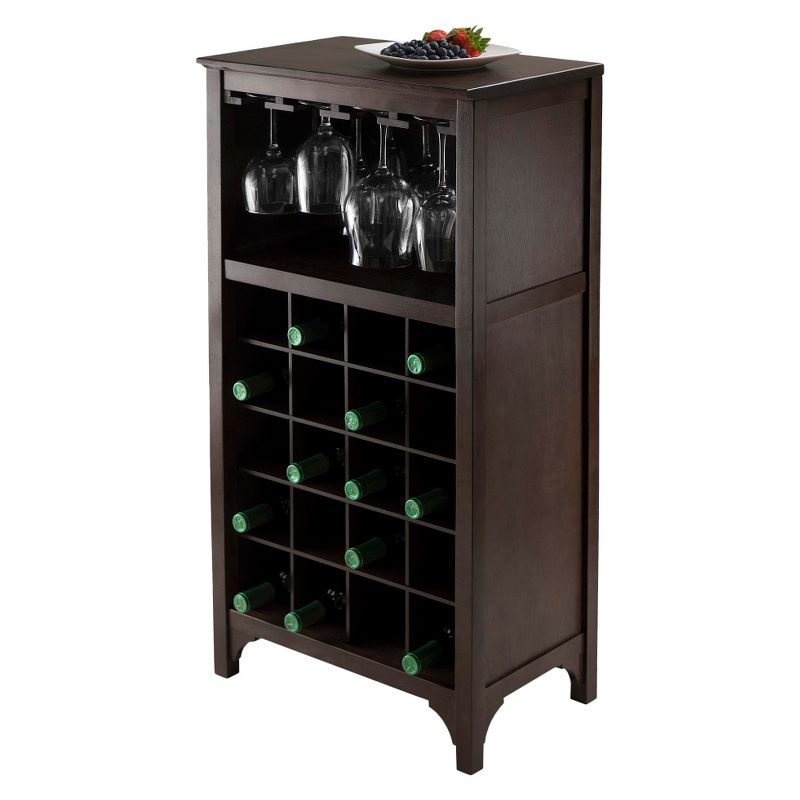 20 Bottles Glass Holder Wine Cabinet Wood/Coffee - Winsome, 4 of 6