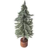 Northlight 13.75" Frosted Icy Pine Tree with Jute Base Christmas Decoration