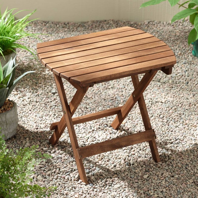 Teal Island Designs Monterey 20" Wide Natural Wood Outdoor Side Table for Garden Yard Patio Deck Balcony Shed Front Porch, 2 of 9