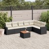 vidaXL Patio Sofa Set with Cushions Outdoor Furniture 8 Piece Poly Rattan - Black and Cream - 2 of 4