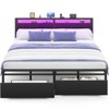 Aheaplus Platform Bed with Hidden Drawers, Storage Headboard, LED Light, and Charge Station - 2 of 4