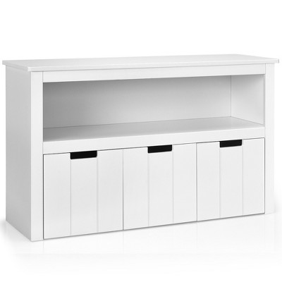 Costway Kid Toy Storage Cabinet 3 Drawer Chest w/Wheels Large Storage Cube Shelf White