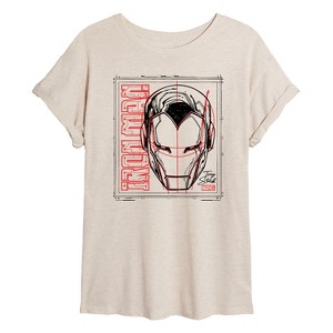 Women's - Marvel - Iron Man Sketch Oversized Graphic T-Shirt - 1 of 4