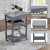 22.5"Mobile Rolling Kitchen Island Trolley Serving Cart with Underneath Drawer & Slide-Out Wire Storage Basket - 3 of 4