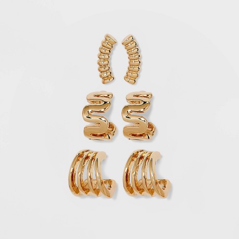 Small Hoop Earring Set 3pc - A New Day™ Gold