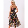 Allegra K Women's Floral Sleeveless V Neck Ruffle Hem Midi Sundresses - 4 of 4